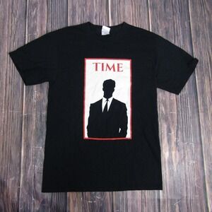 Time Magazine Editor Shirt Mens Small Black Graphic Tee Port & Company